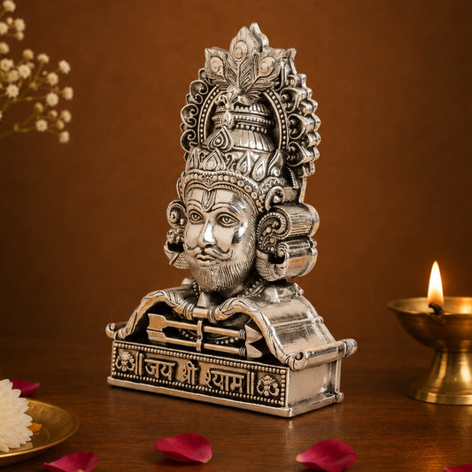 Silver Plated Jai Shree Shyam Idol for Home, Car & Workplace