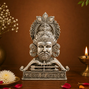 Silver Plated Jai Shree Shyam Idol for Home, Car & Workplace