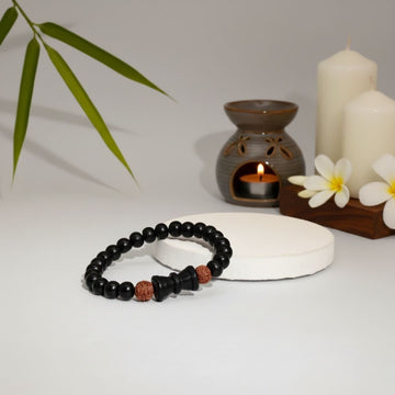 Govt. Certified Karungali Rudraksha Damru Bracelet