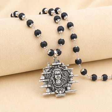 Shiva Jyotirlinga Pendant With Silver Cap Karungali Mala