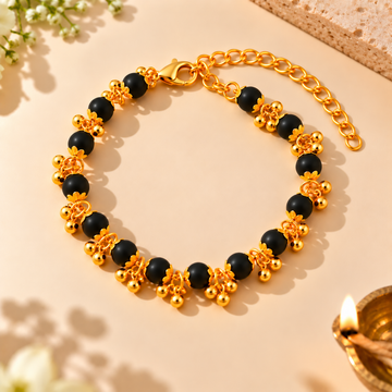 Gold Plated Karungali Bracelet with Tiny Bells