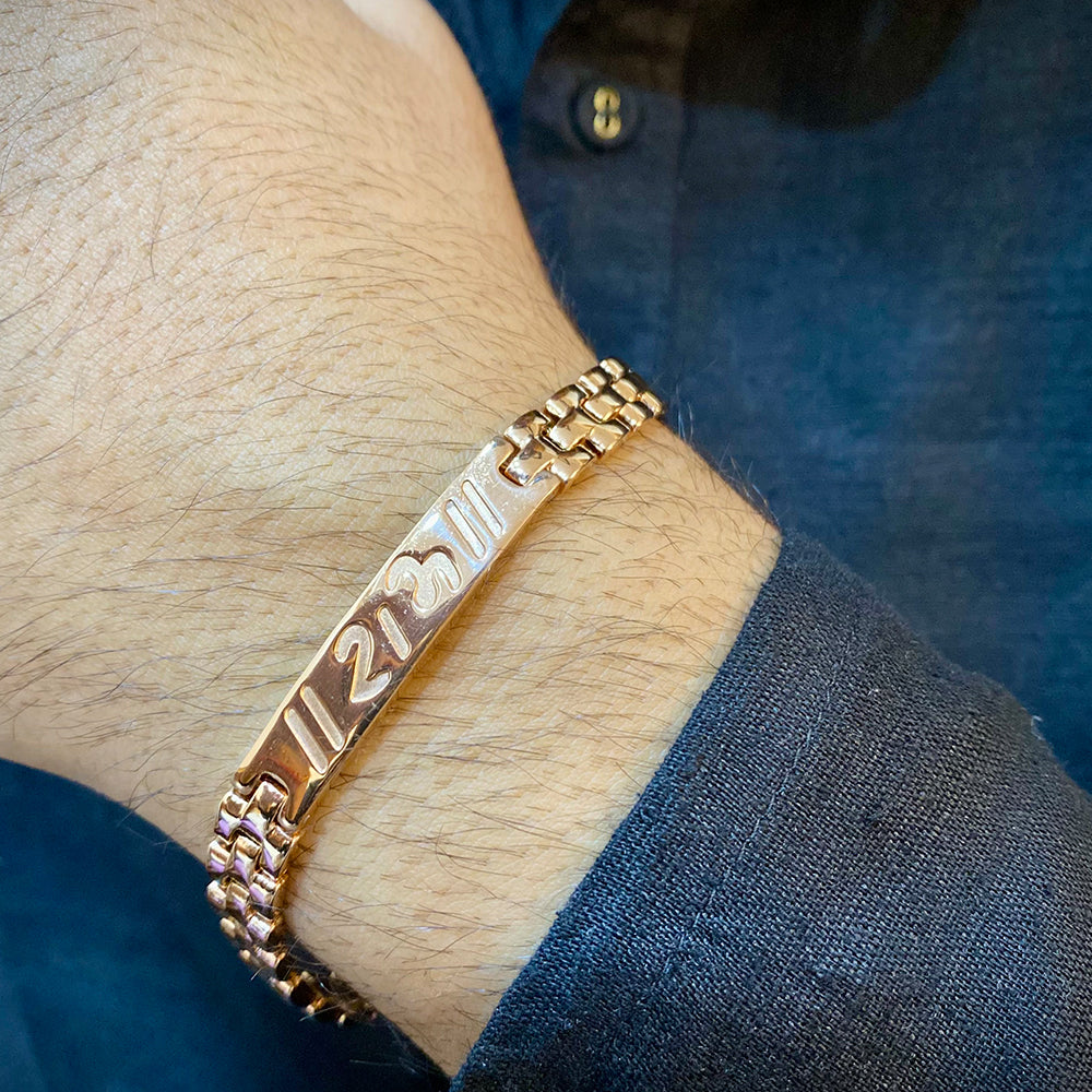 RAM CARVING PREMIUM ROSE GOLD BRACELET LOOSE FIT  WITH SLEEK DESIGN