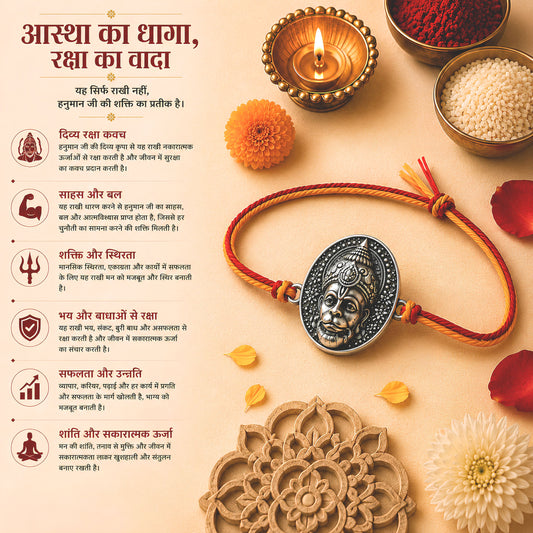 Hanuman Ji Face Rakhi with Pavitra Dhaga