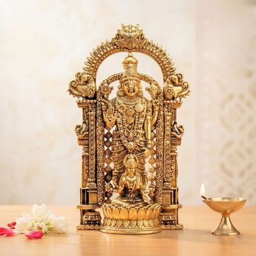 Gold Plated Shri Venkateswara & Mahalakshmi Idol | Wealth & Prosperity