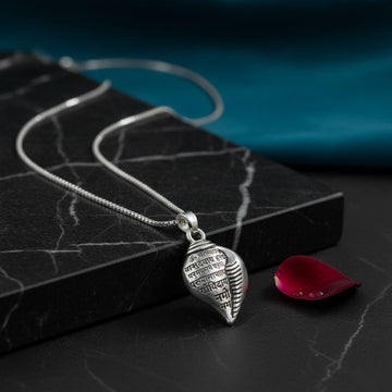 Silver Shri Krishna Shankha Pendant with Chain | Symbol of Purity & Protection