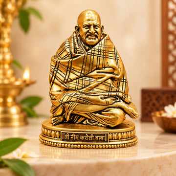 Gold Plated Neem Karoli Baba Idol for Home, Car & Office