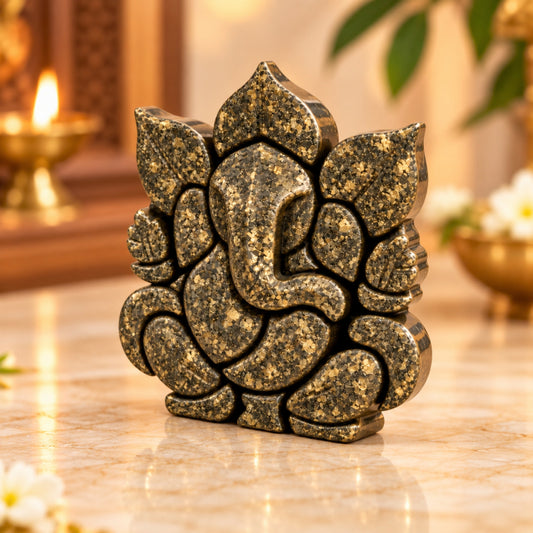 Raw Pyrite Siddhivinayak Ganesha Idol | Spiritual Decor for Home, Car & Office