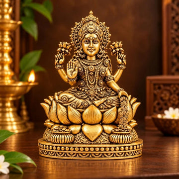 Gold Plated Lakshmi Ji Idol for Home, Car & Office