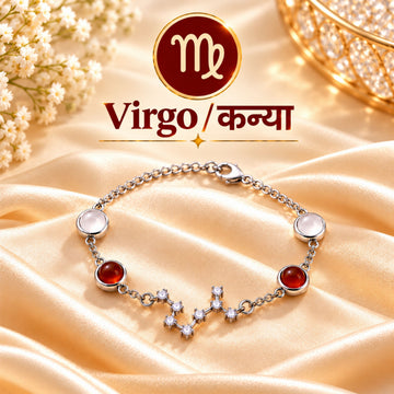 Virgo Zodiac Bracelet for Women | Carnelian & Milky Quartz Natural Stones