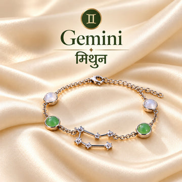 Gemini Zodiac Bracelet for Women | Green Aventurine & Milky Quartz natural stones