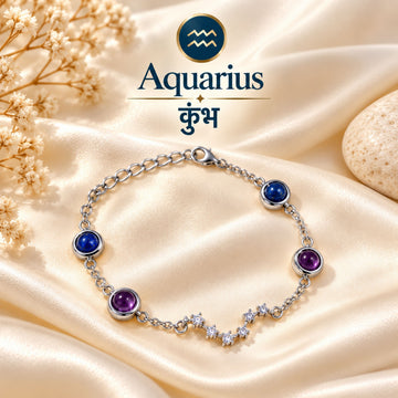 Aquarius Zodiac Bracelet for Women | Amethyst & Lapis Lazuli natural stones