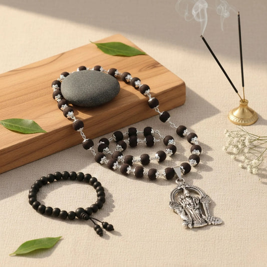 Karungali Bracelet & Murugan Pendant Malai Combo | Peace, Prosperity & Spiritual Growth