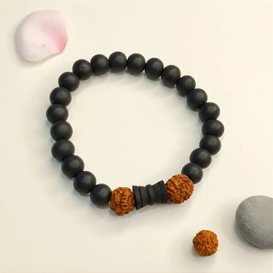 OM Shiva Trishool Karungali Mala & Damru Rudraksha Bracelet
