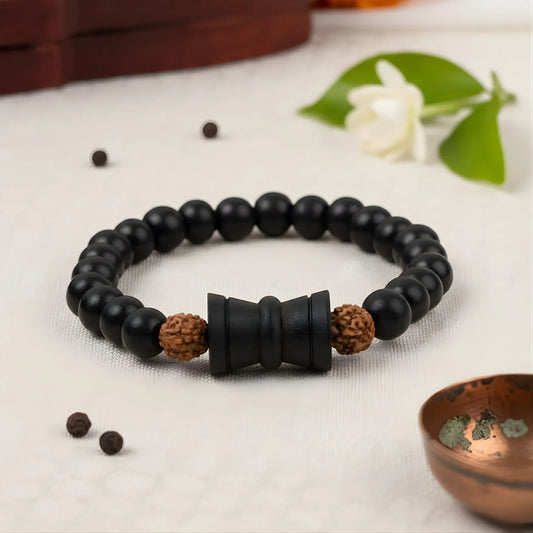 Govt. Certified Karungali Rudraksha Damru Bracelet