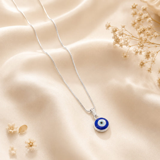 Silver Plated Evil Eye Necklace for Women | Luck & Spiritual Protection